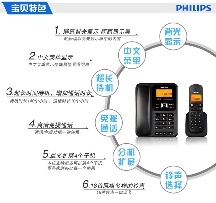飞利浦 数字无绳电话机 182