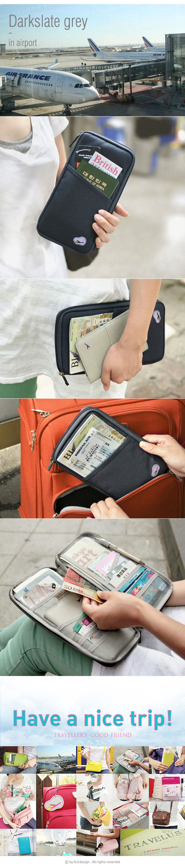 旅行随身多用手拿包 收纳包 钱包卡包 机票包颜色随机