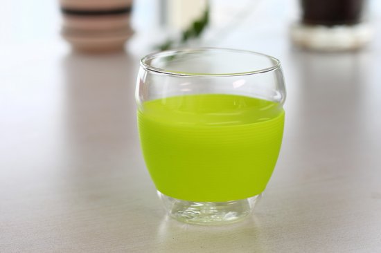 炫彩情侣杯 五彩硅胶套杯 花草茶杯 耐热玻璃杯 绿色
