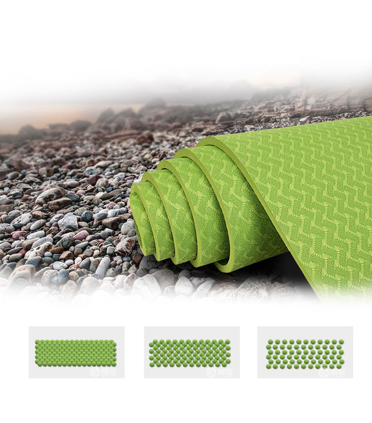 3mm便携式可折叠瑜伽垫瑜珈毯运动健身无味初学者瑜伽垫子（绿色）
