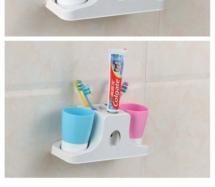 自动挤牙膏器 创意情侣家居牙刷挂架 牙刷架洗漱用品--紫+绿