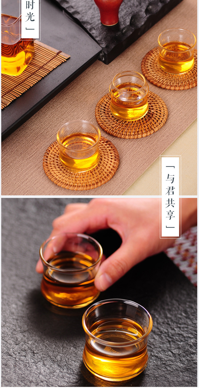 手工耐热玻璃有把茶杯250ml玻璃杯耐热玻璃公道杯分茶器分酒器配两杯子