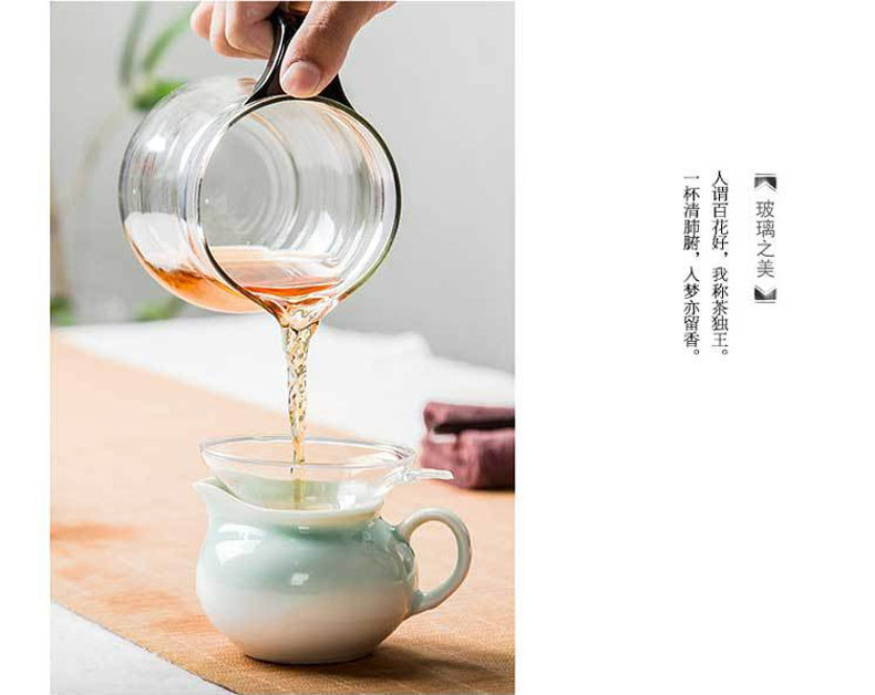 红兔子玻璃茶漏 茶滤透明玻璃茶具 滤茶器过滤网茶道配件