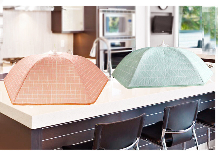 保温饭菜罩餐厅可折叠保温菜罩防尘防蝇多功能食物罩 骨架绿色火烈鸟
