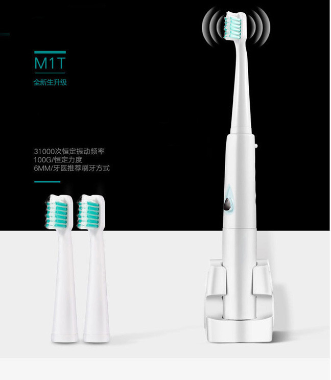 电动牙刷 净齿呵护型 成人声波震动牙刷电动牙刷成人充电牙刷声波自动软毛牙刷(送3个牙刷替换头）