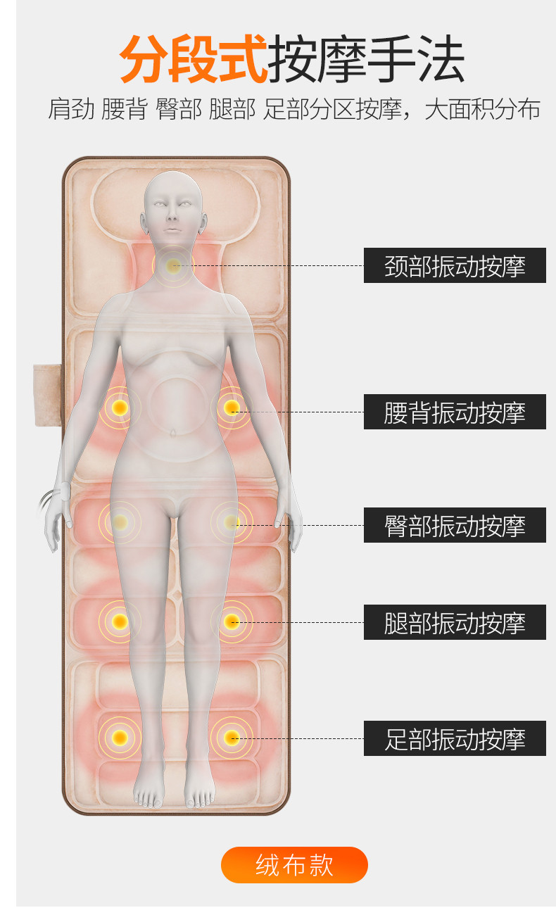 茗振 按摩垫按摩床垫 全身多功能腰部腿部背部颈部颈椎按摩器靠垫 升级版米色