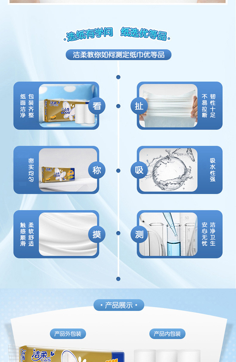 【赣州馆】洁柔C&amp;S布艺圆点无芯卷纸卫生纸CJ068-01 12卷*1提 84克家庭装厕所擦手纸巾