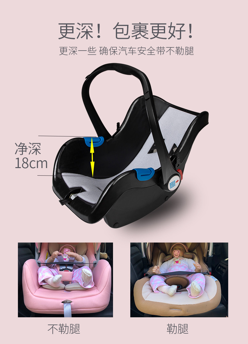 机灵宝贝（smart baby） 婴儿提篮式儿童安全座椅汽车上用新生的儿宝宝出院车载便携可躺睡