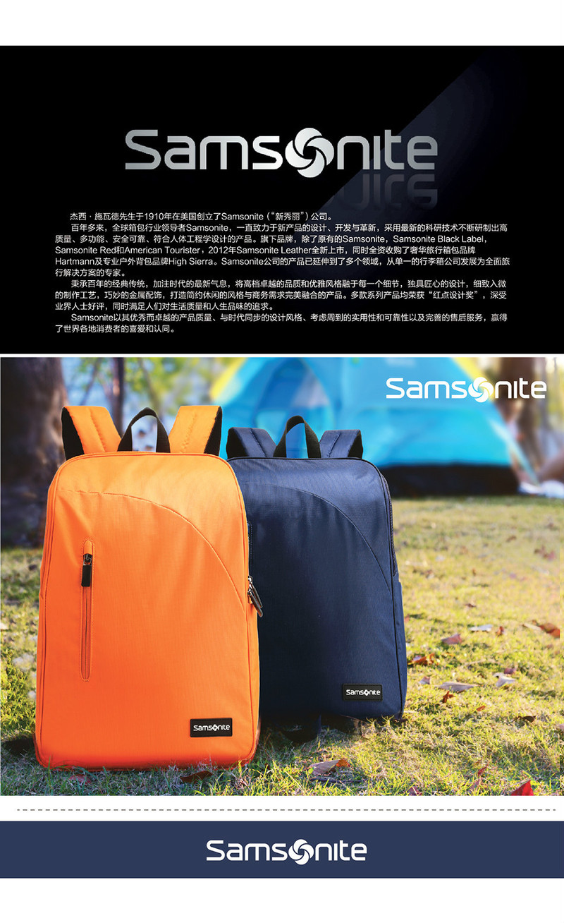 新秀丽 (Samsonite) 背包 双肩包 时尚简约超轻背包 书包 电脑包 都市男女双肩包 深蓝色