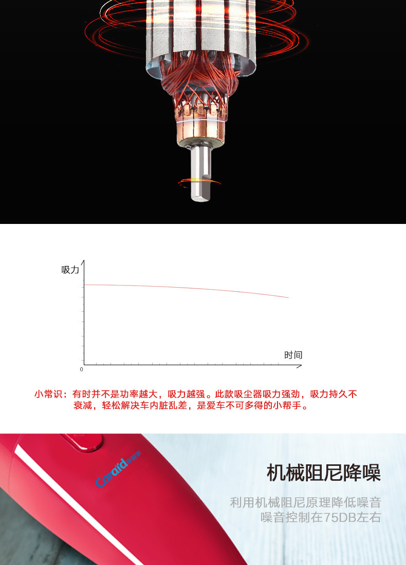 车管家车载吸尘器12V大功率汽车除尘器大吸力手持式迷你吸尘器小型便携式汽车车用吸尘器GJ-3021