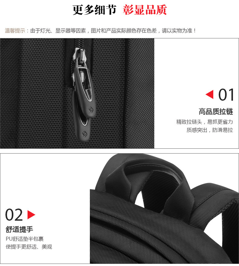 Samsonite/新秀丽背包男时尚多功能电脑包韩版休闲书包商务通勤双肩包旅行包女潮36B