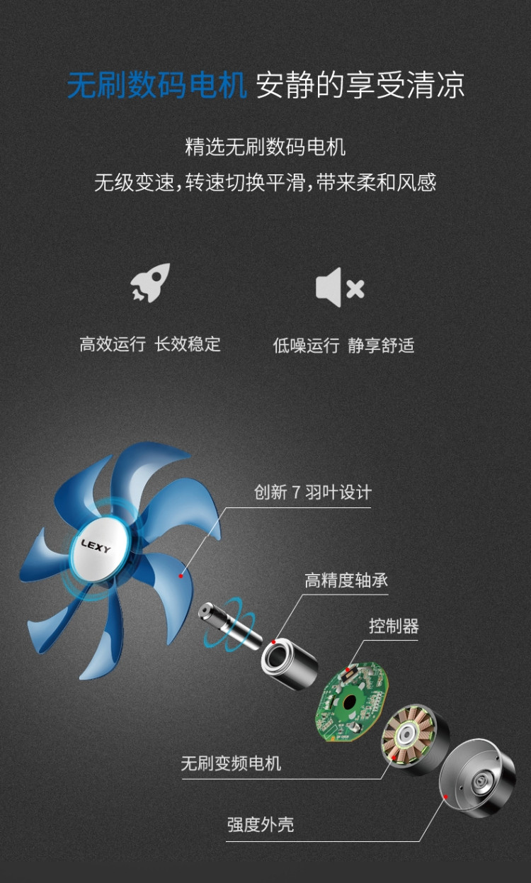 莱克 LEXY 魔力风智能空气循环扇 空气对流调节扇 家用台式静音电风扇F101 银色