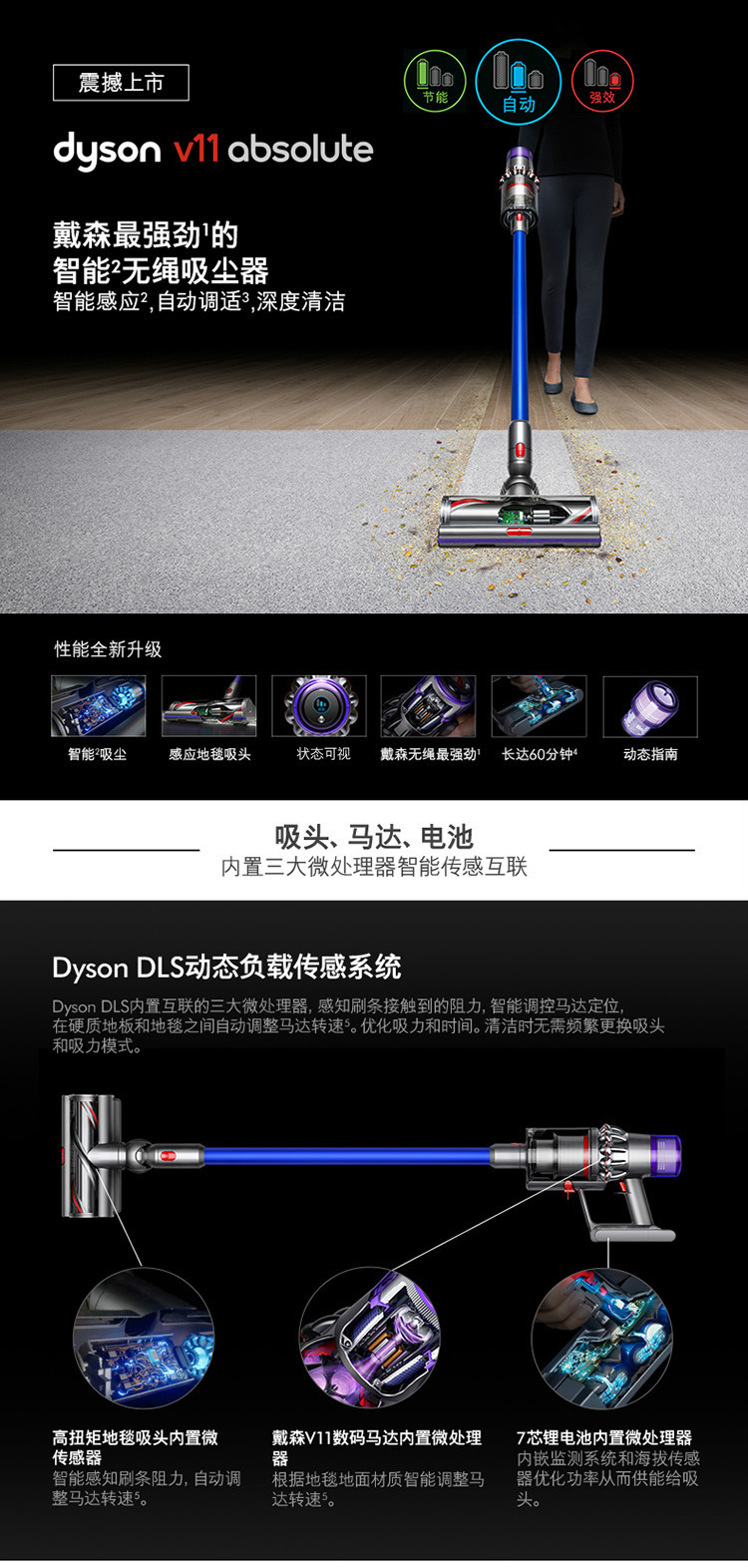 戴森(DYSON) V11 Absolute  手持吸尘器家用除螨无线宠物家庭适用