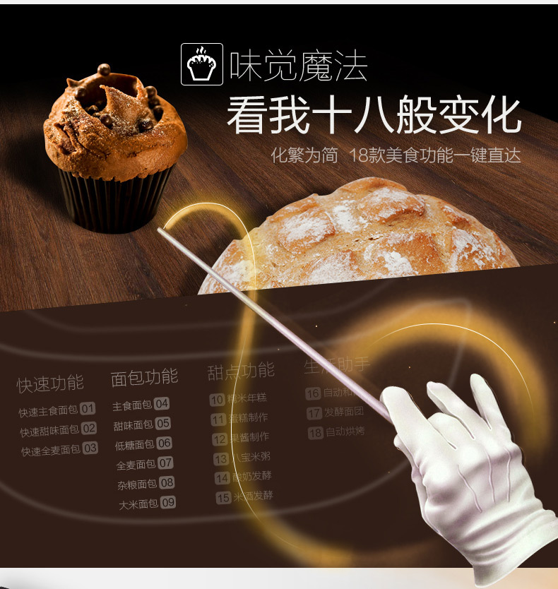 Midea/美的面包机EHS15AP-PGS 家用全自动智能多功能蛋糕机