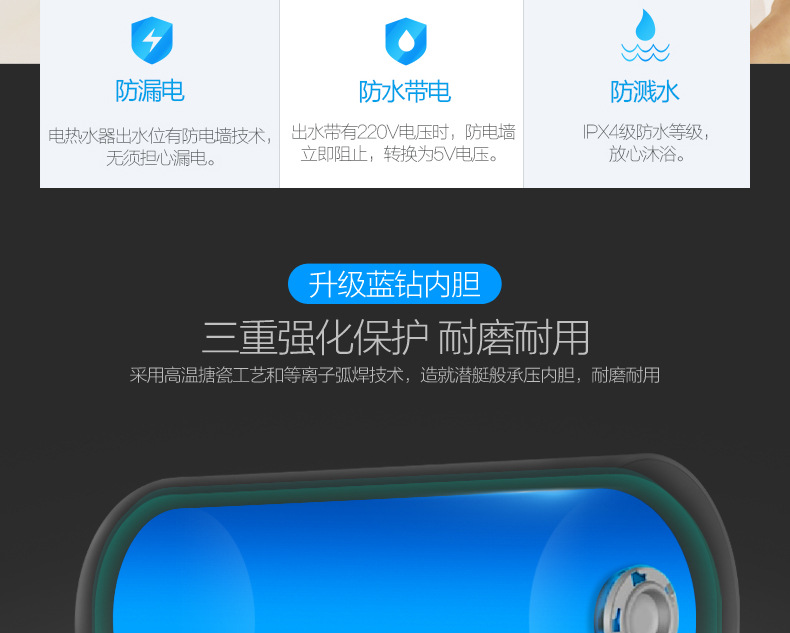 Midea/美的 F60-21W9S(E)电热水器家用60升储水式即速热智能洗澡