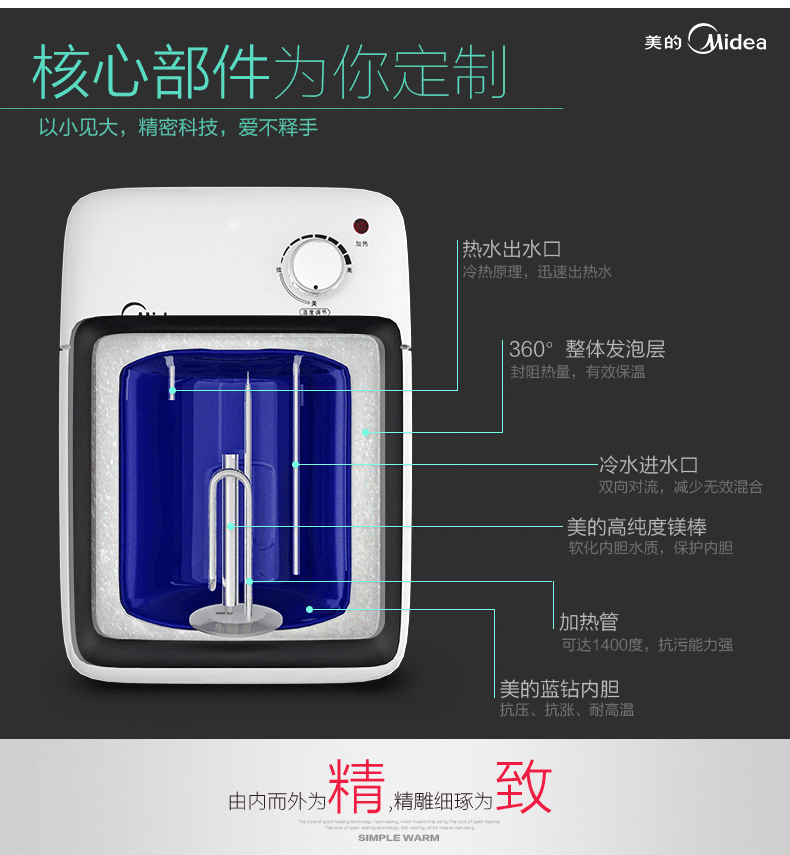 Midea/美的 F05-15A(S)厨宝热水宝5L储水即热式热水器小型厨房宝