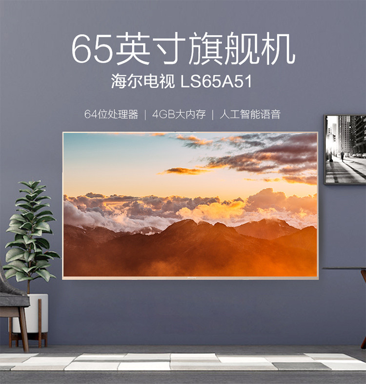 海尔/Haier LS65A51 65英寸4K高清人工智能网络LED液晶平板电视65