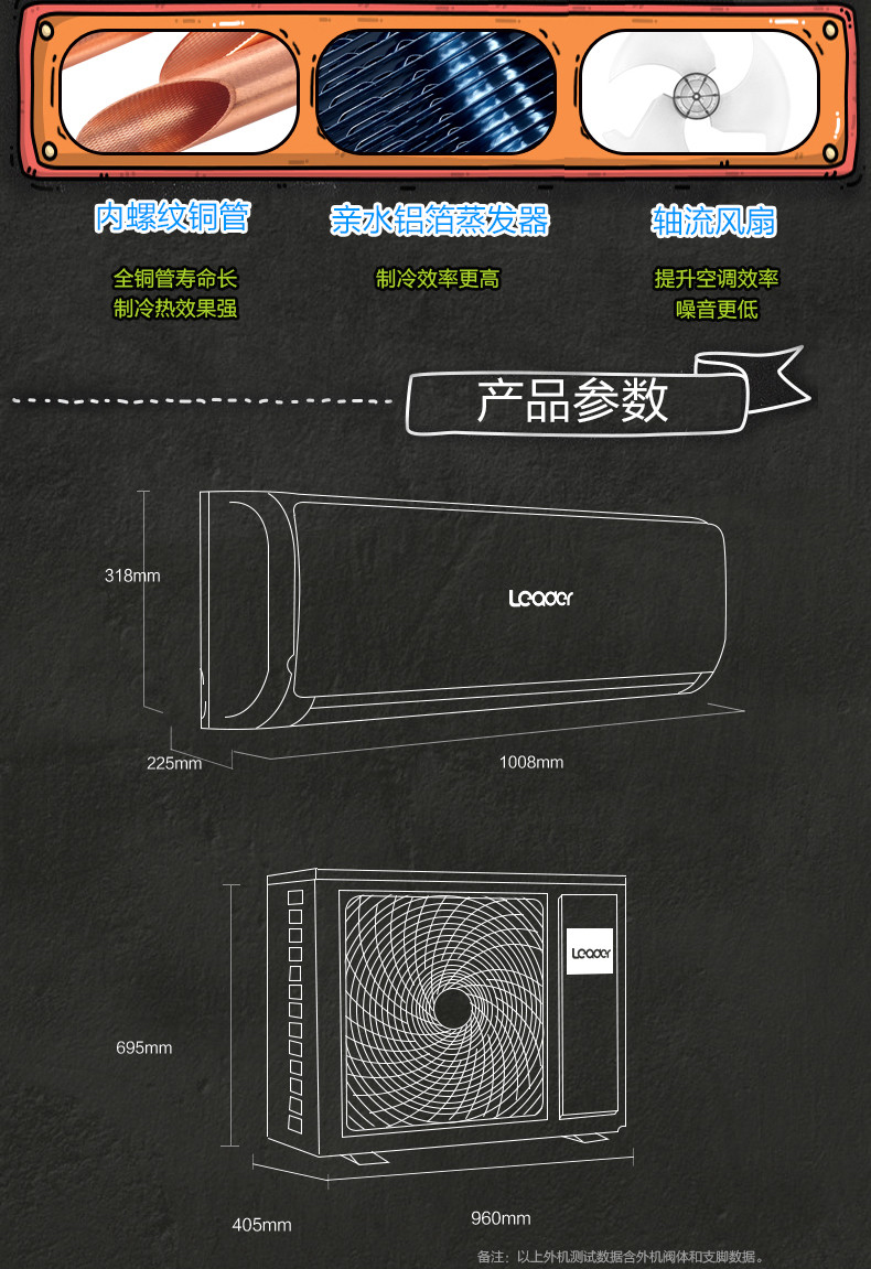 Leader/统帅 KFR-50GW/19HTA12T海尔2匹冷暖挂壁式空调静音二级