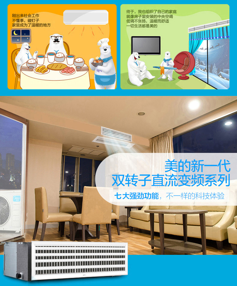 Midea/美的空调 KFR-72T2W/BP2DN1-TR家用中央空调3匹变频风管机