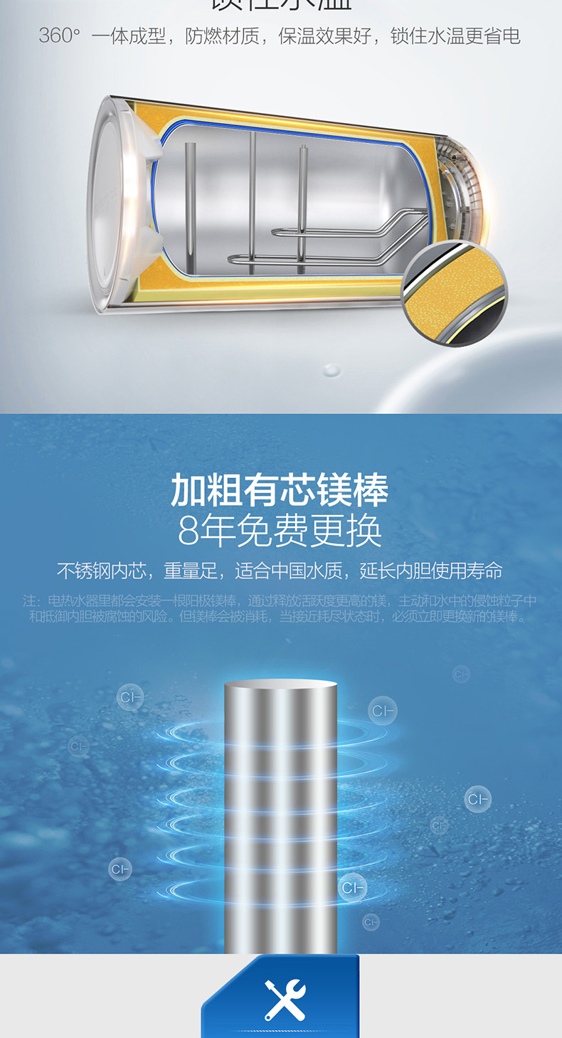 Haier/海尔 EC8002-Q6(SJ)80升热水器电家用卫生间速热洗澡储水式