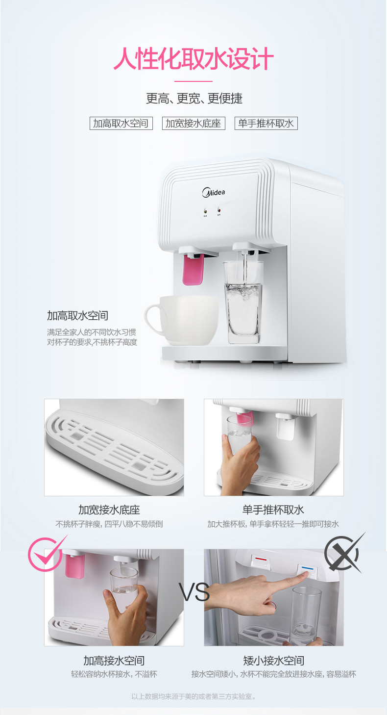 Midea/美的饮水机小型台式迷你型YR1220T家用制冷冰温热速热节能