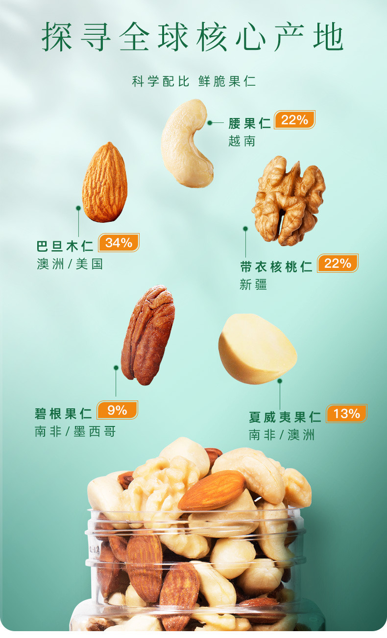 新农哥 纯坚果原味混合果仁500g每日果仁孕妇儿童即食原味果仁