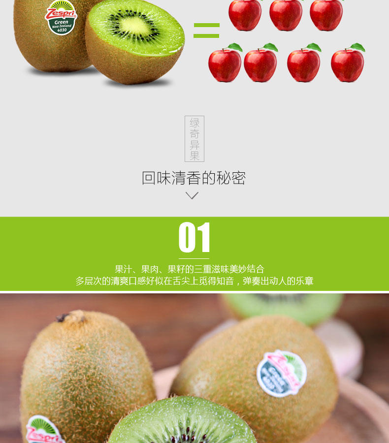 【好果天天】猕猴桃 佳沛新鲜进口水果绿奇异果36个
