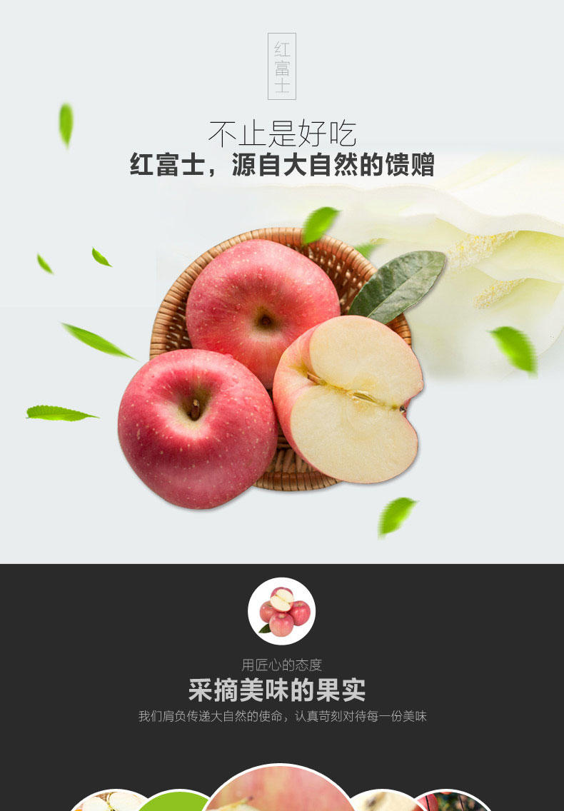 【好果天天】 烟台红富士苹果4.5斤装 苹果 80-85#果