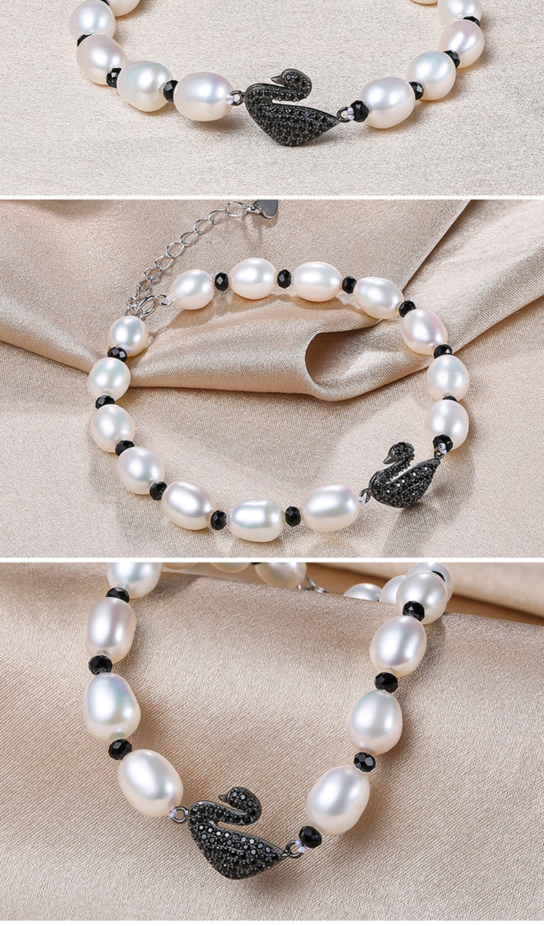 珍珠皇后 精致时尚7-8mm珍珠手链-黑天鹅