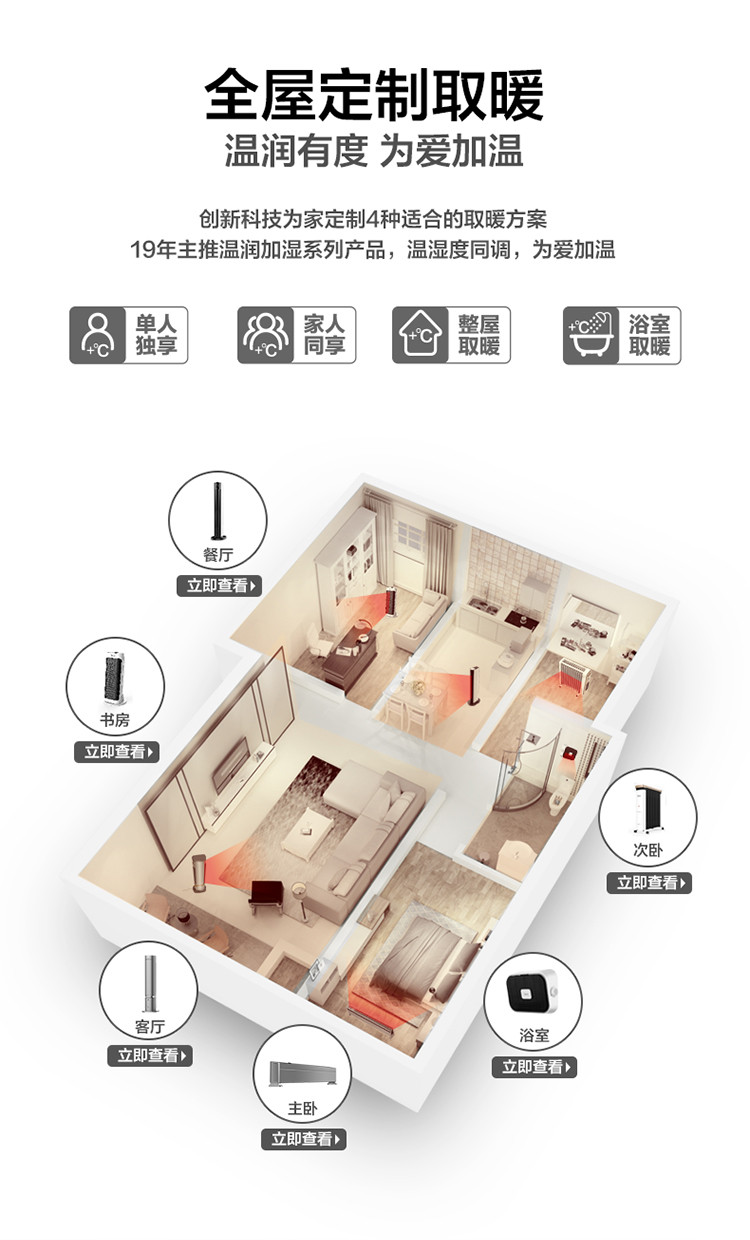 美的/MIDEA 踢脚线取暖器家电取暖器美居APP智能控温电暖器家用办公电暖气移动地暖HDY22L