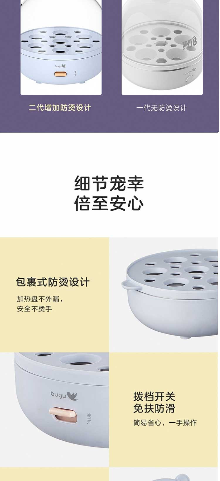 美的/MIDEA 布谷煮蛋器BG-EG2蒸蛋器自动断电家用小型多功能迷你蒸鸡蛋神器煮蛋器