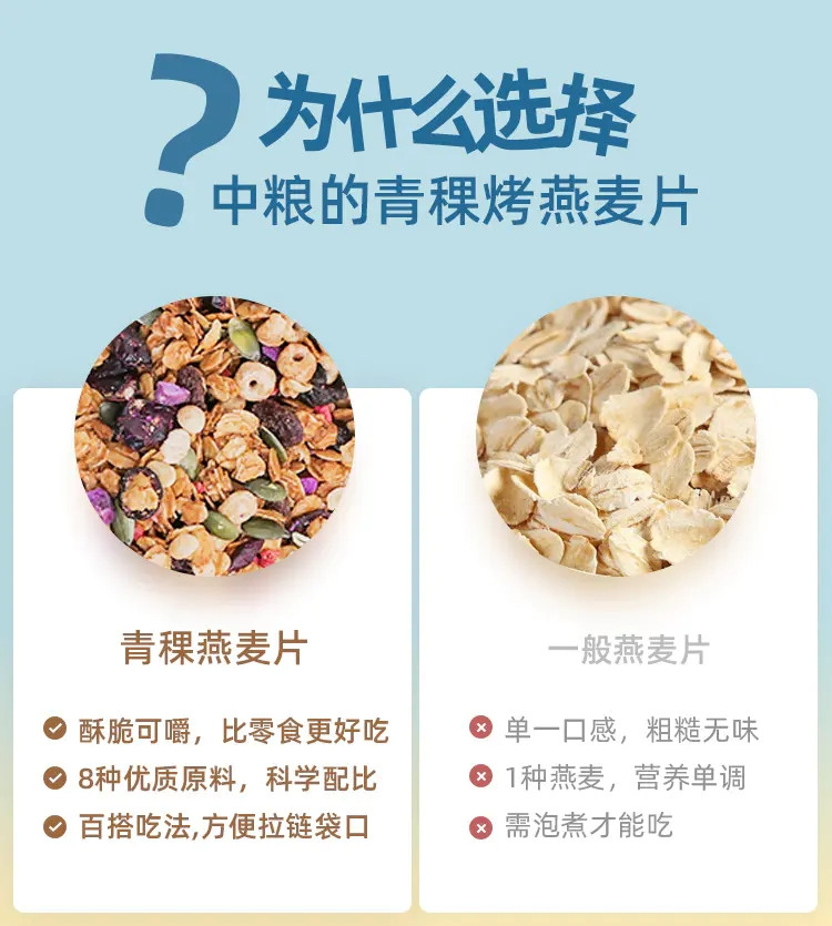 可益康 【北京馆】中粮可益康青稞水果燕麦片代餐营养即食麦片早餐食品