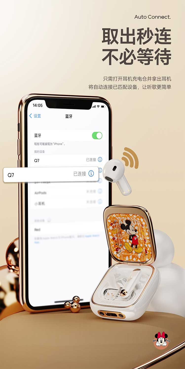  【北京馆】米奇系列太空舱系列蓝牙耳机 Q7 迪士尼/DISNEY