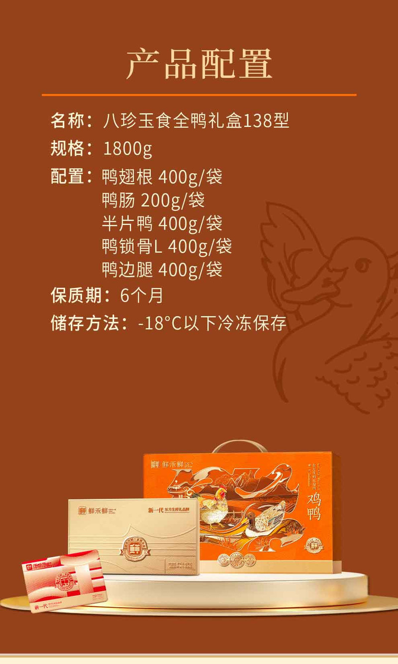  【北京馆】 鲜禾鲜 八珍玉食全鸭礼盒138型