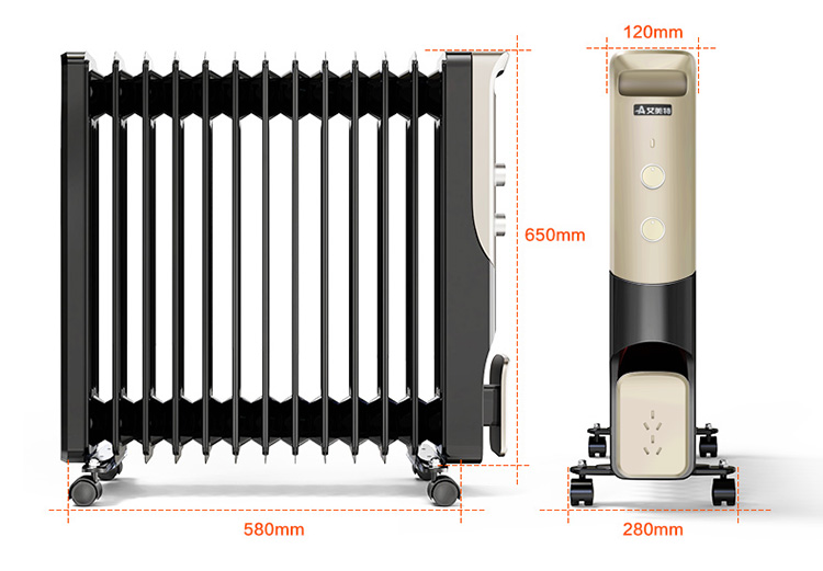 艾美特 油丁电油汀式取暖器电暖器2500W电暖气片静音HU1325-W