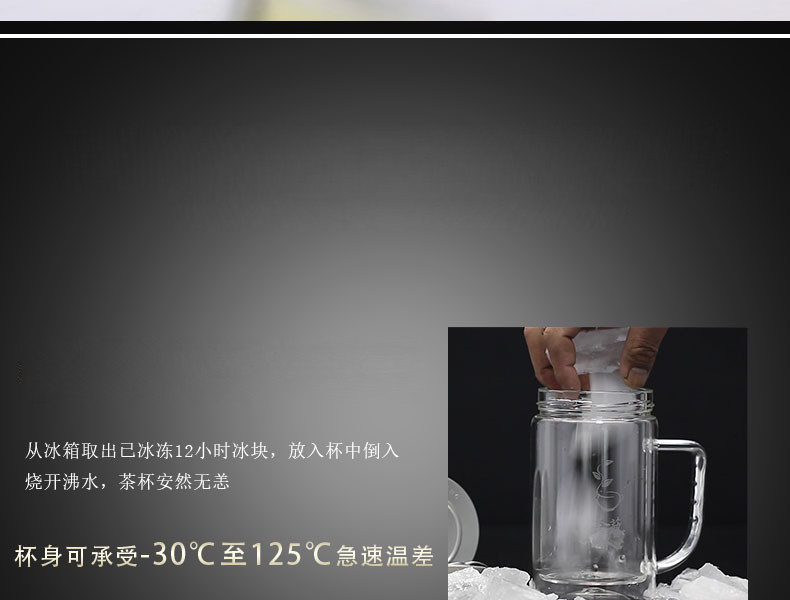 富光 双层透明带盖有滤网茶杯 大容量520ml玻璃杯