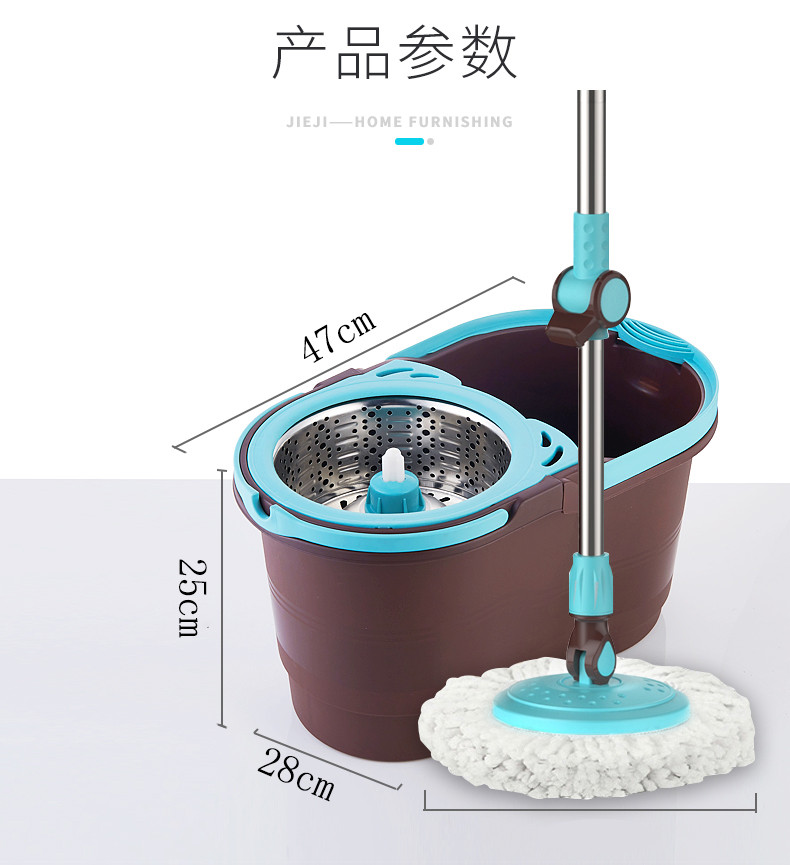 家用不锈钢双驱动自动拖把桶 旋转手压甩干拖布拖把墩布