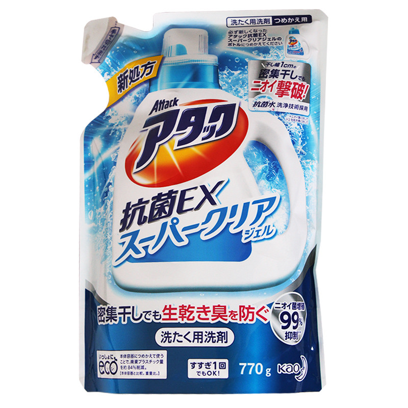 花王/KAO 衣物洁霸洗衣液 生物酵素酶去污衣物清洗剂 草本清香 补充装770g