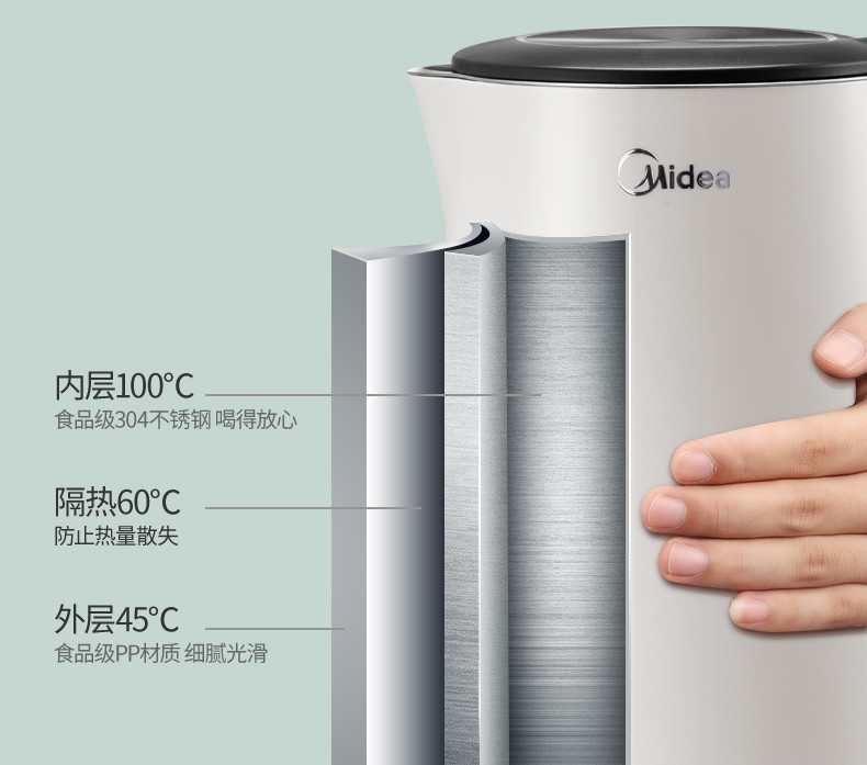 美的/MIDEA 全自动断电水瓶 家用电热烧水壶 304不锈钢