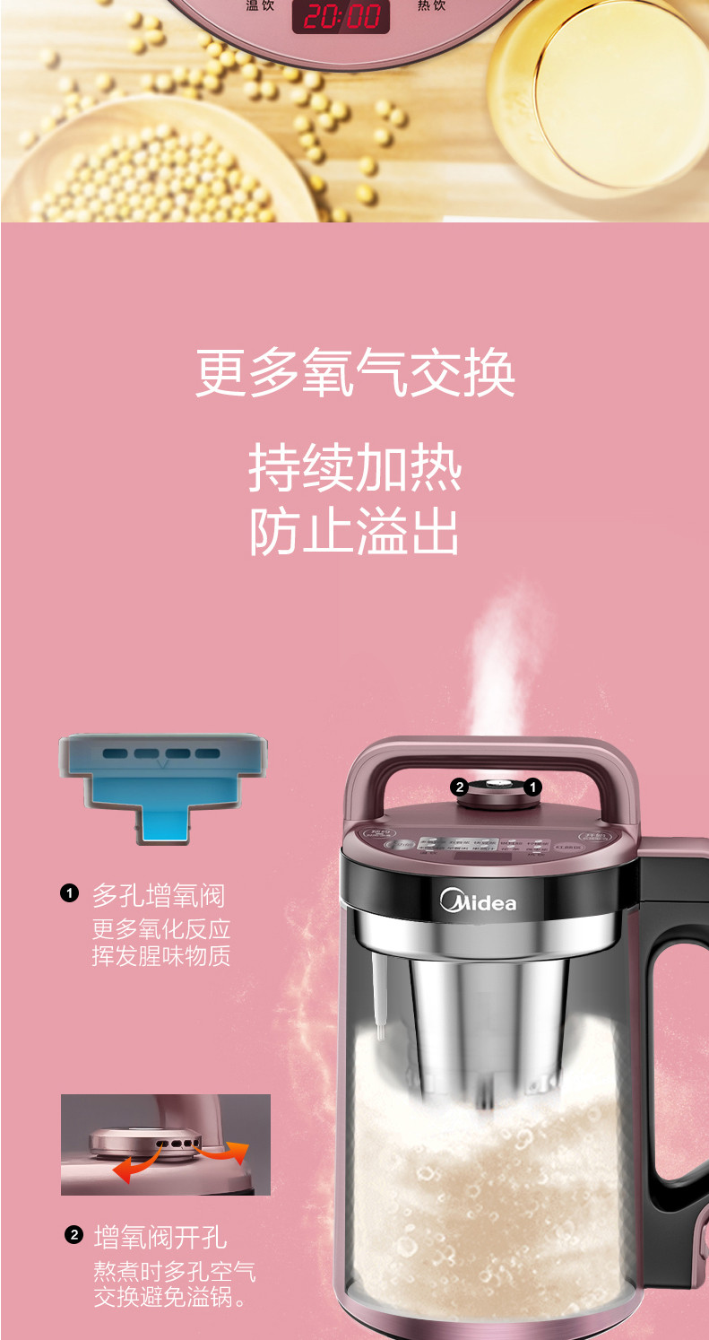 美的/MIDEA 家用全自动小型榨汁机  多功能智能豆浆机