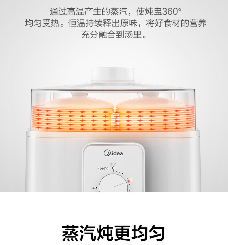 美的/MIDEA  DZ16power502多功能1盅5胆白瓷内胆电炖锅