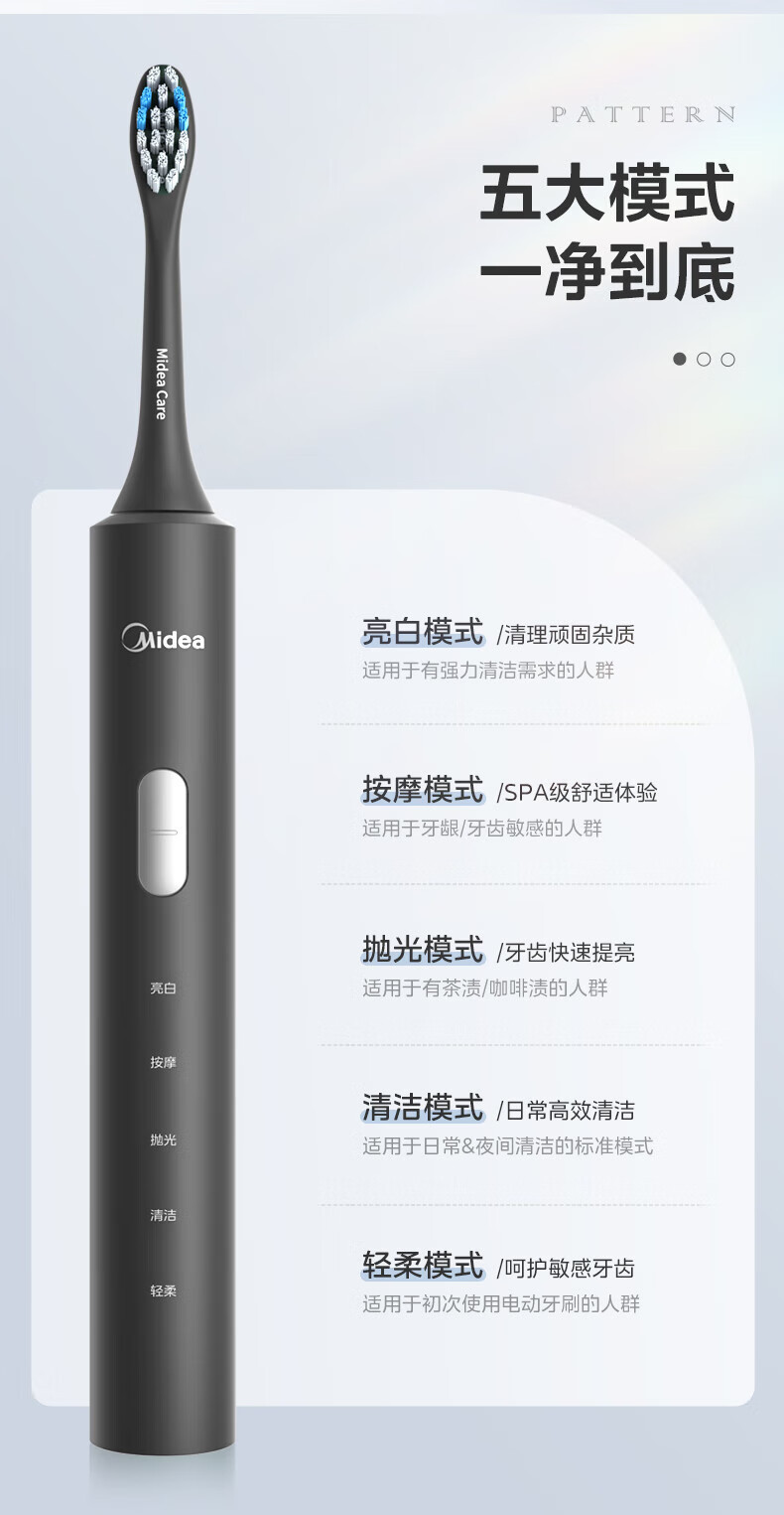 美的/MIDEA 家用全自动软毛声波电动牙刷S1P