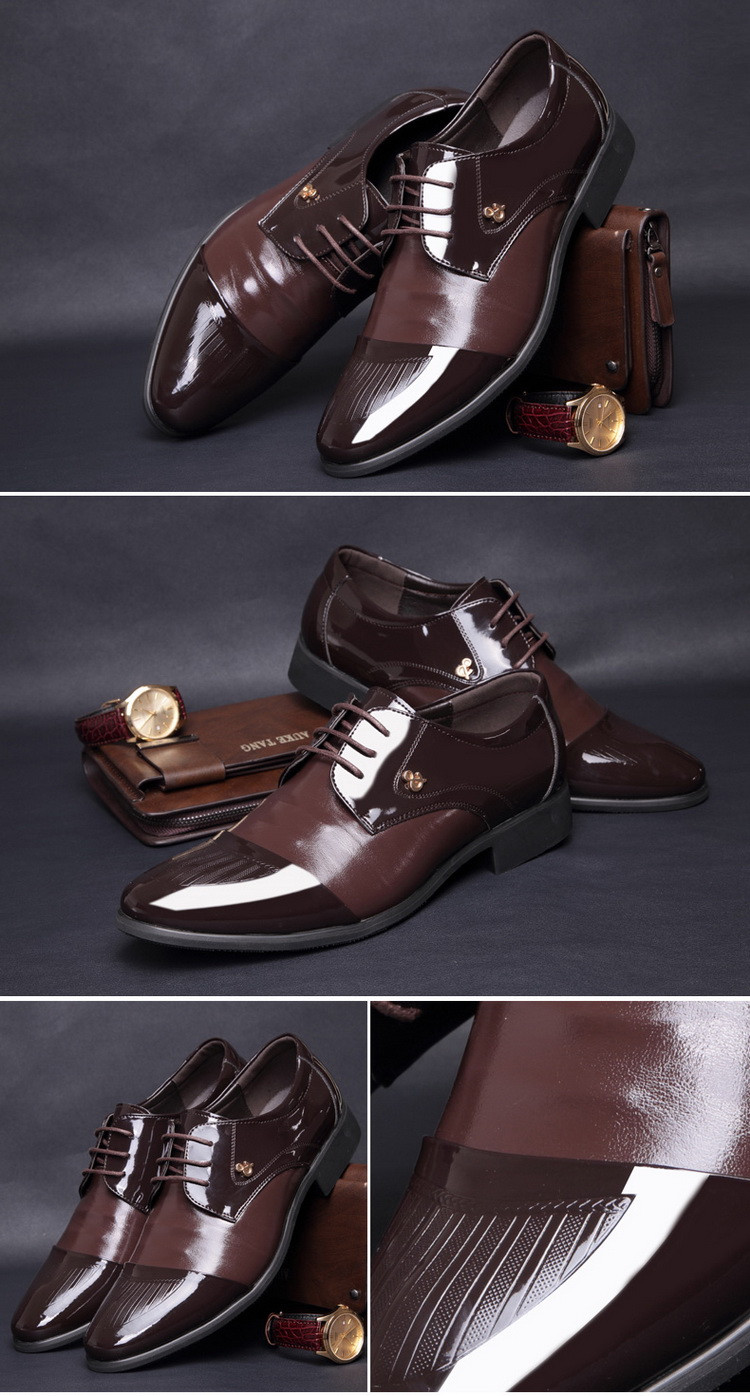 （邮储特卖）米斯康男式鞋正装皮鞋亮光皮尖头男鞋商务皮鞋结婚鞋英伦鞋软皮鞋1877-2