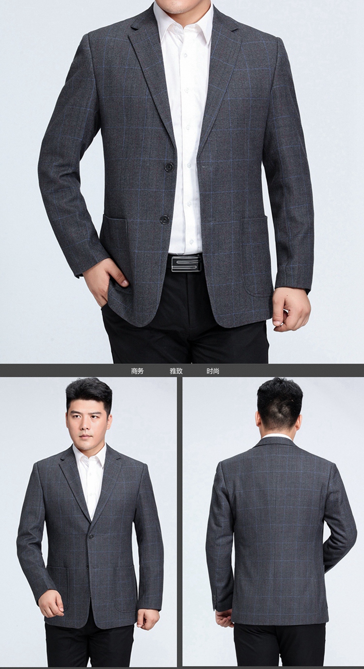 HANRI＇S/瀚瑞商务男装西服两粒扣长袖西装大码贴袋外套上衣TW06 24 29 35 37 39