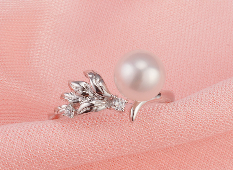 千足珍珠 簇缔 7.5-8mm圆润亮泽淡水珍珠戒指925银