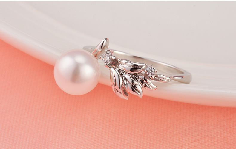 千足珍珠 簇缔 7.5-8mm圆润亮泽淡水珍珠戒指925银