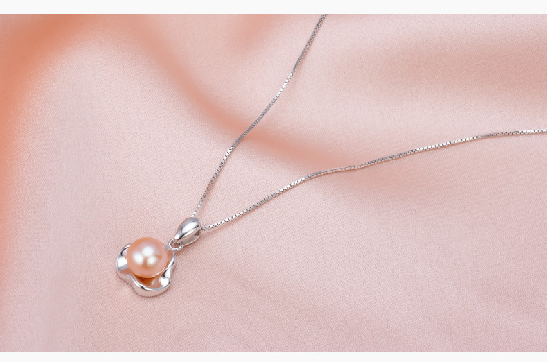 千足珍珠三世缘7.5-8mm馒头珠淡水珍珠吊坠项链送链