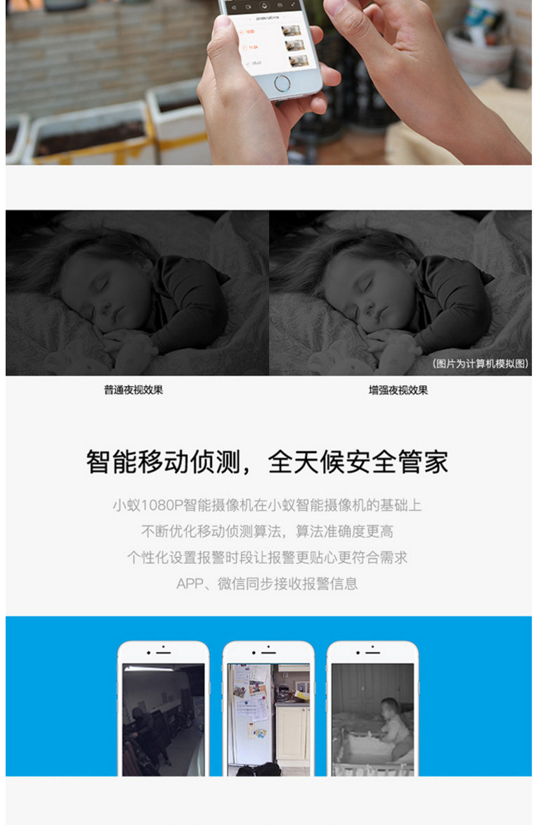 小米/MIUI 小蚁（YI）1080P智能摄像头 摄像机 高清夜视升级版 wifi网络摄像头