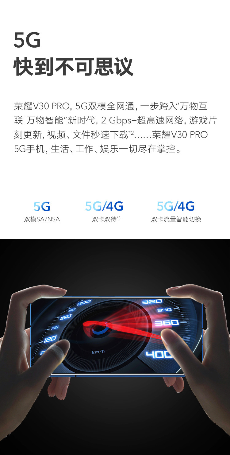 华为/HUAWEI 荣耀V30 PRO  8GB+256GB  5G双模 麒麟990 全网通手机