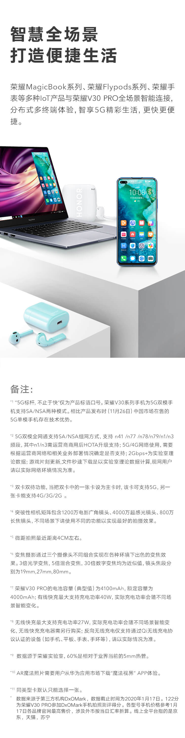 华为/HUAWEI 荣耀V30 PRO  8GB+256GB  5G双模 麒麟990 全网通手机